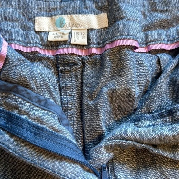 Boden Womens Cora Shorts UK 12 US 8 Blue Chambray Linen 6" inseam - Picture 4 of 4